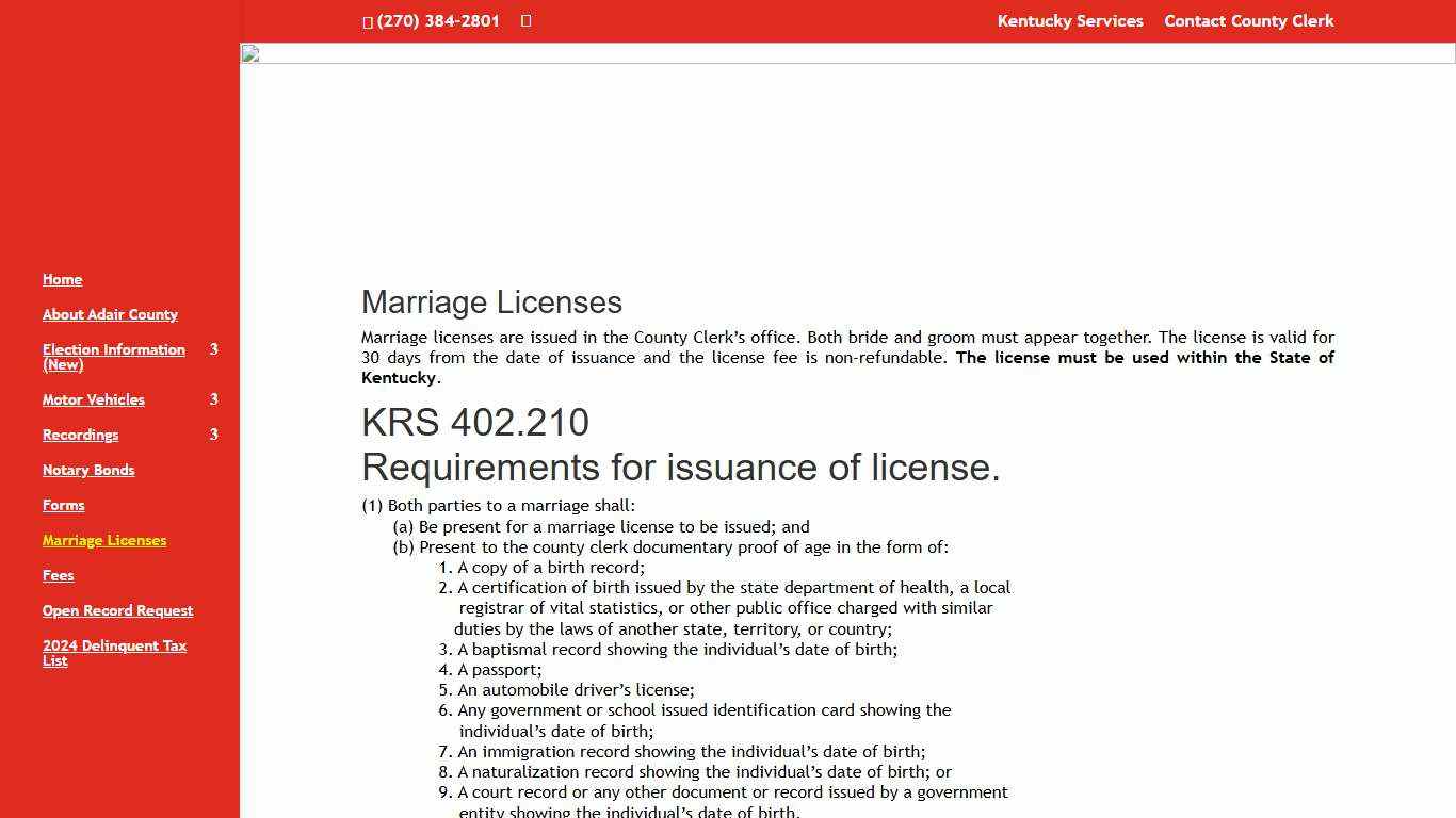 Marriage Licenses Adair Clerk